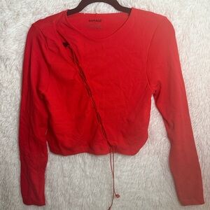 Garage Scarlet Lace-Up Long Sleeve Tee